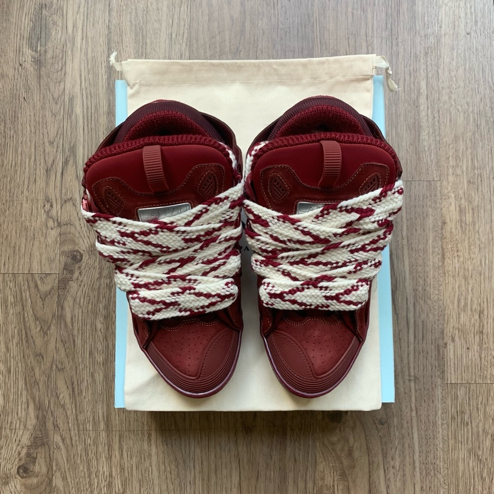 Lanvin Red Suede Curb Sneakers